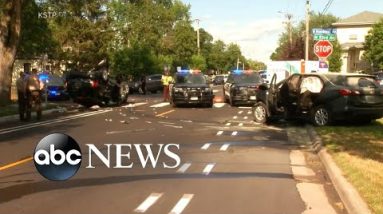 Child dies in car crash after being struck by murder suspect fleeing police