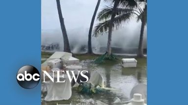 Big wave wipes out wedding reception