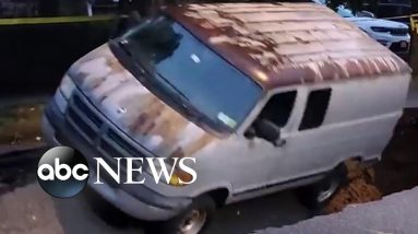 Sinkhole swallows van