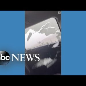 Friends huddle for safety as hail smashes car windows