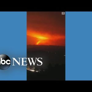 Lightning flashes above California wildfire
