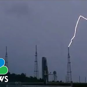 Watch: Lightning Strikes Tower At Artemis 1 Rocket Launch Pad