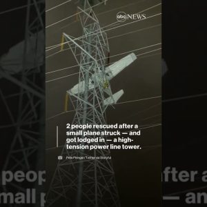 2 people rescued from plane stuck in Maryland power line tower.