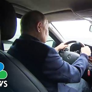 Russian President Putin Drives Across Crimea Bridge Targeted By Bomb
