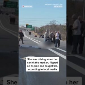 #Bystanders rescue woman from #burning car