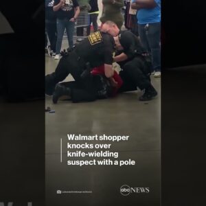 Walmart shopper intervenes in dramatic way to knock over knife-wielding suspect | ABC News