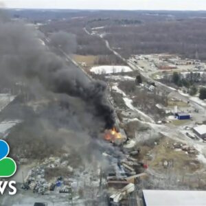 Ohio town concerned about air safety after train derailment, controlled chemical release