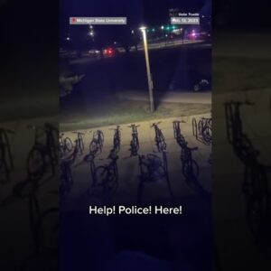 Video shows Michigan State University students fleeing from a campus building, yelling for help.