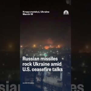 Explosions lit up the skyline of Kropyvnytskyi in Ukraine after Russian strikes overnight.