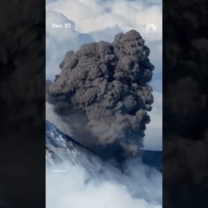 Aerial video captures eruption of snowy Mount Etna