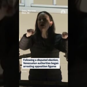 Nobel Peace Prize laureate María Corina Machado greets supporters in Oslo