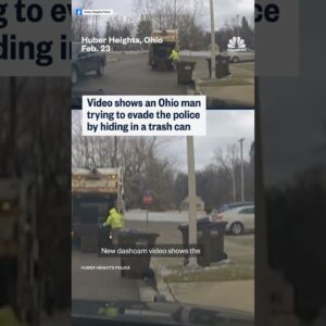 Video shows an Ohio man trying to evade the police by hiding in a trash can