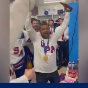 FBI Director Kash Patel joins Team USA hockey in gold medal celebration