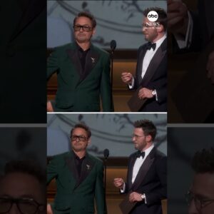 Robert Downey Jr., Chris Evans reunite to present at the Academy Awards