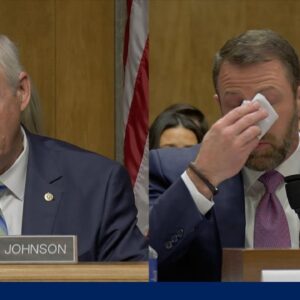 Sen. Mullin gets tearful discussing Trump's hospital visit to his son