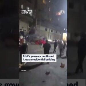 A massive fire ball was seen exploding from the top of a building after an attack in Erbil