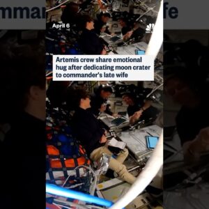 Artemis crew share emotional hug after dedicating moon crater to commander's late wife