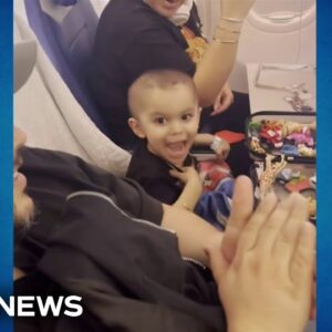 Two-year-old boy celebrates being cancer free with help from a plane full of passengers