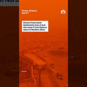 Greece’s Crete island blanketed by haze of dust that swept in from Saharan desert in Northern Africa