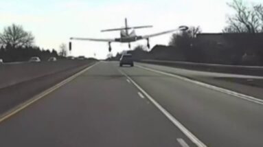 Dramatic video shows plane making emergency landing on highway