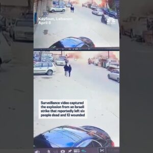 Surveillance video captured explosion from Israeli strike that reportedly left six dead, 13 wounded