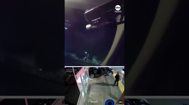 Newly released video shows suspect driving off with police officer in car