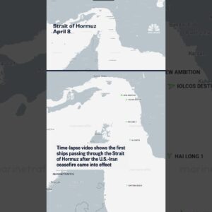 Time-lapse shows first ships crossing Strait of Hormuz