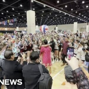 Tornado forces joyful merging of wedding and volleyball tournament