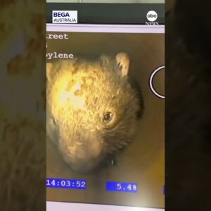 Wombat blocks storm drain pipe in Australian town