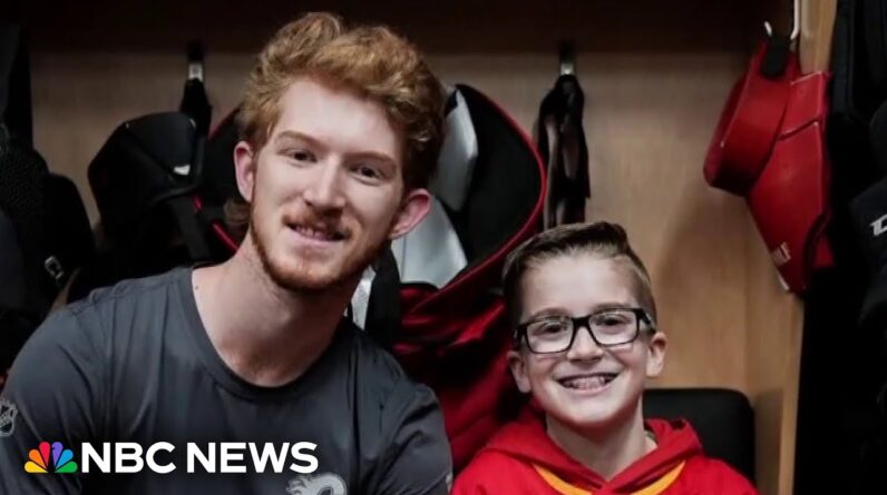 Young hockey fan meets his hockey hero after viral moment