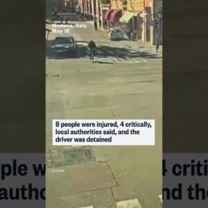 CCTV video shows car ramming into pedestrians in Italy