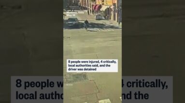 CCTV video shows car ramming into pedestrians in Italy