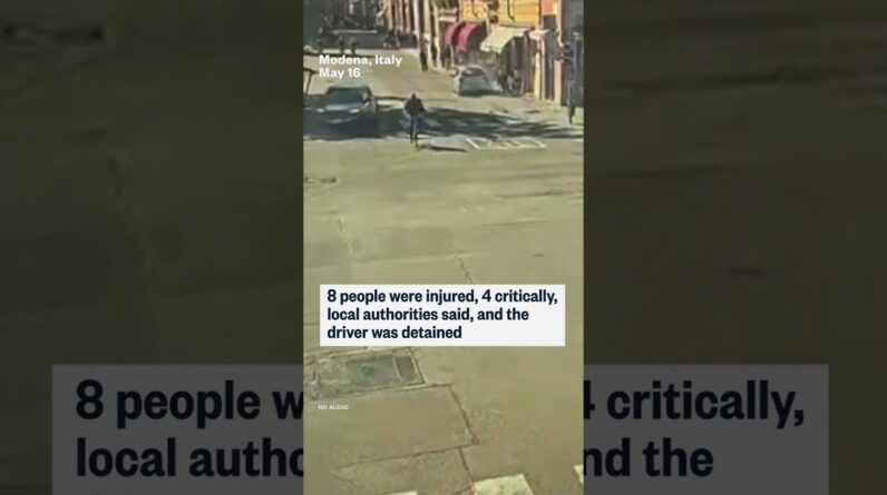 CCTV video shows car ramming into pedestrians in Italy
