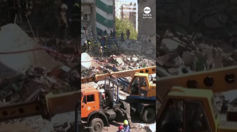 Kyiv apartment block reduced to rubble by Russian strike
