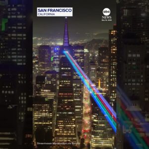 Laser show lights up San Francisco skyline