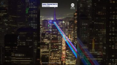 Laser show lights up San Francisco skyline
