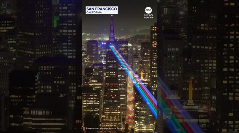 Laser show lights up San Francisco skyline