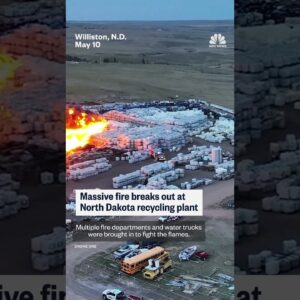 Massive fire breaks out at North Dakota recycling plant