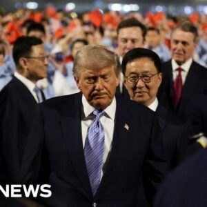 President Trump arrives in China for high-stakes summit with Xi
