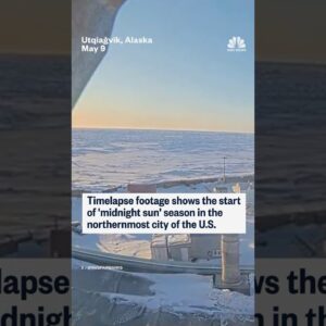 Timelapse footage shows the start of 'midnight sun' season in Alaska