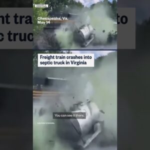 Train crashes into septic truck in Virginia