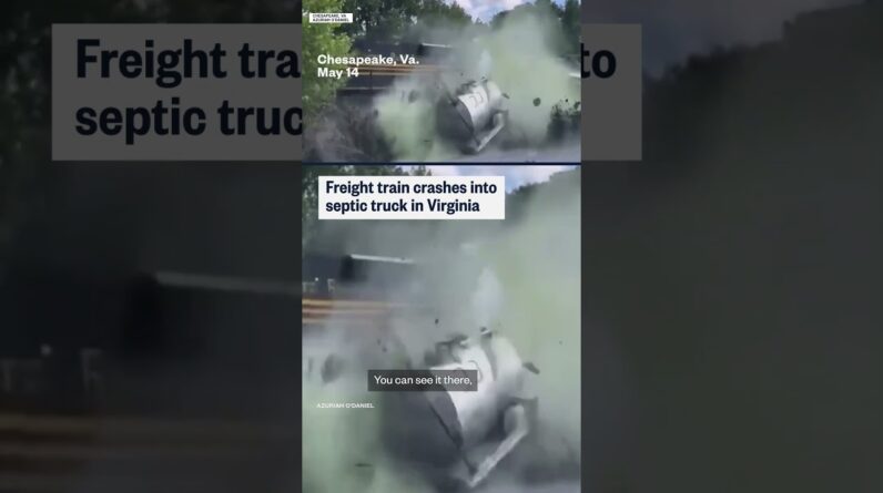 Train crashes into septic truck in Virginia