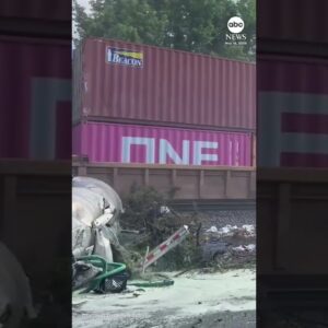 Train slams into septic truck in Virginia