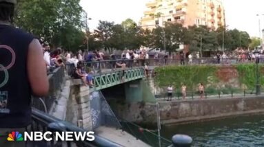 Europe heatwave: Watch Parisians jump into canal during NBC reporter's live shot