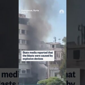 Explosions rock Damascus during Macron visit to Syria