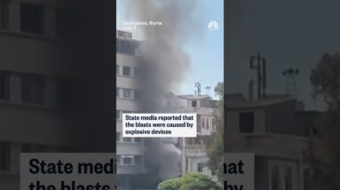 Explosions rock Damascus during Macron visit to Syria