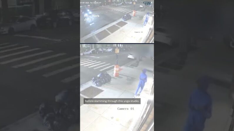 Two cars slam into a Brooklyn yoga studio after colliding