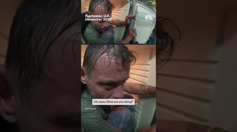 U.K. police find violent suspect hiding in a fridge